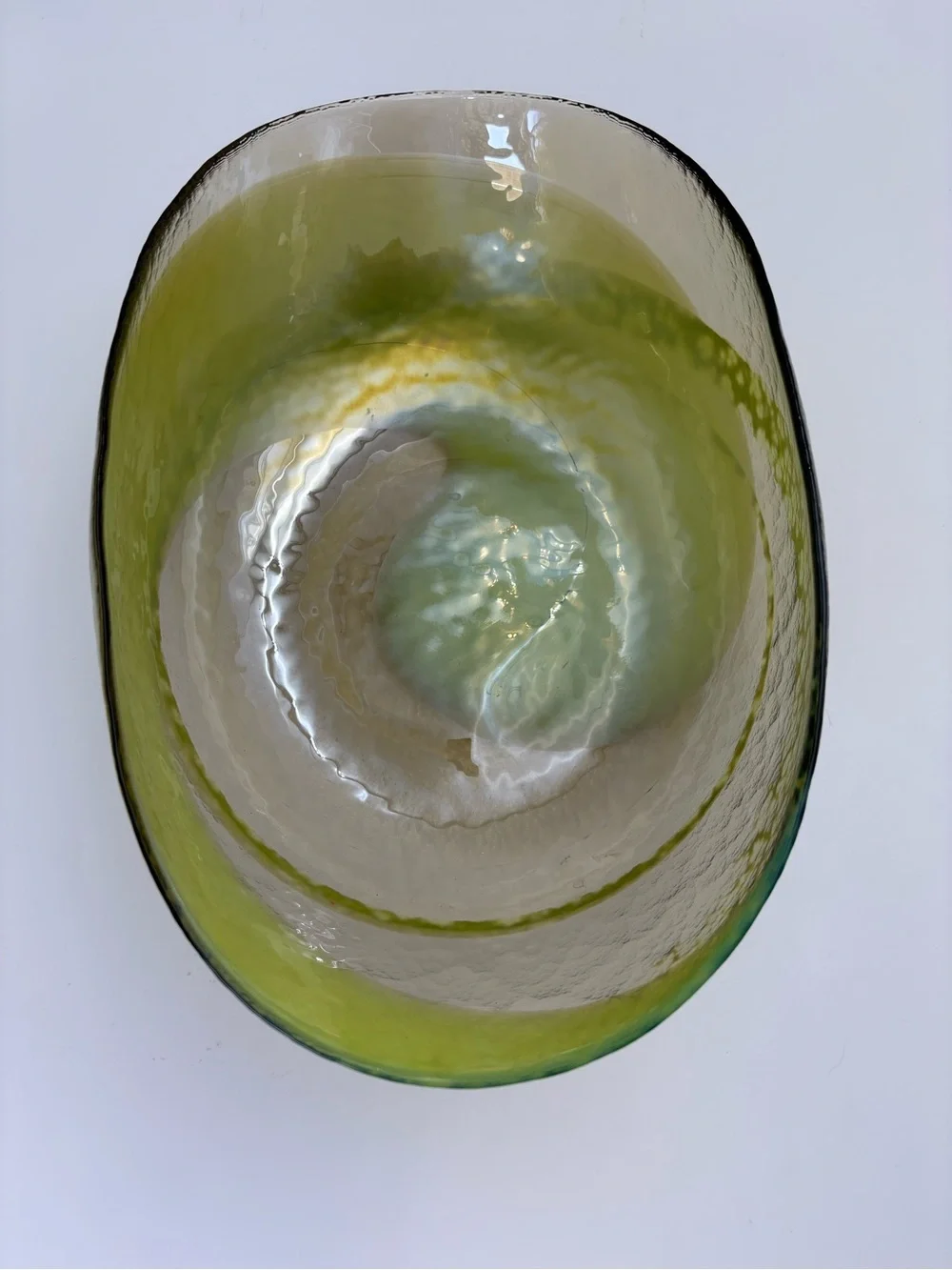 Crate & Barrel Agave Large Centerpiece Bowl Green Murano Glass Made In Italy